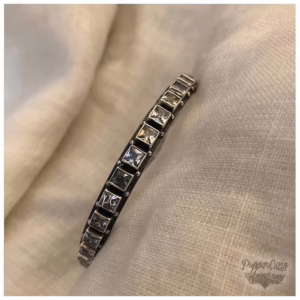 White Cut Stone Bangle