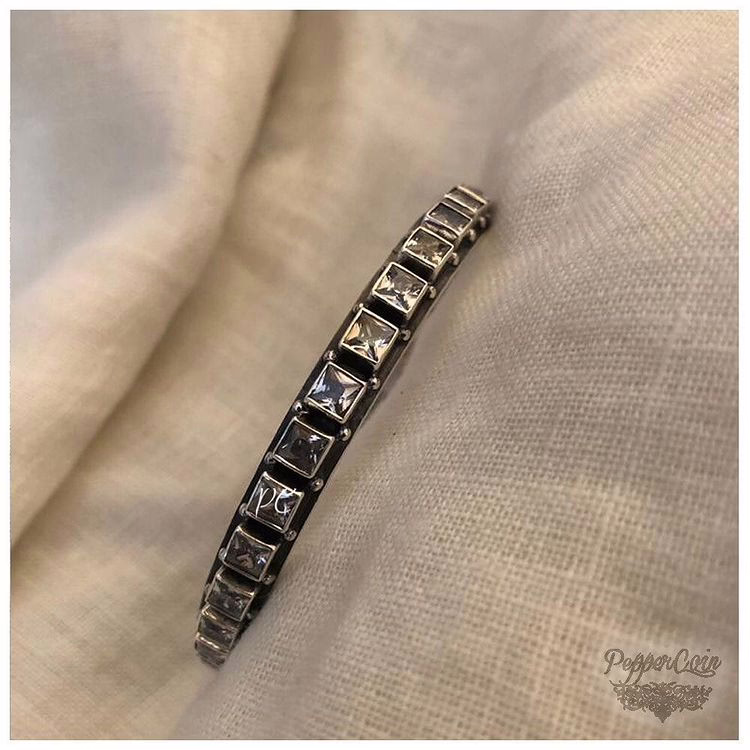 White Cut Stone Bangle