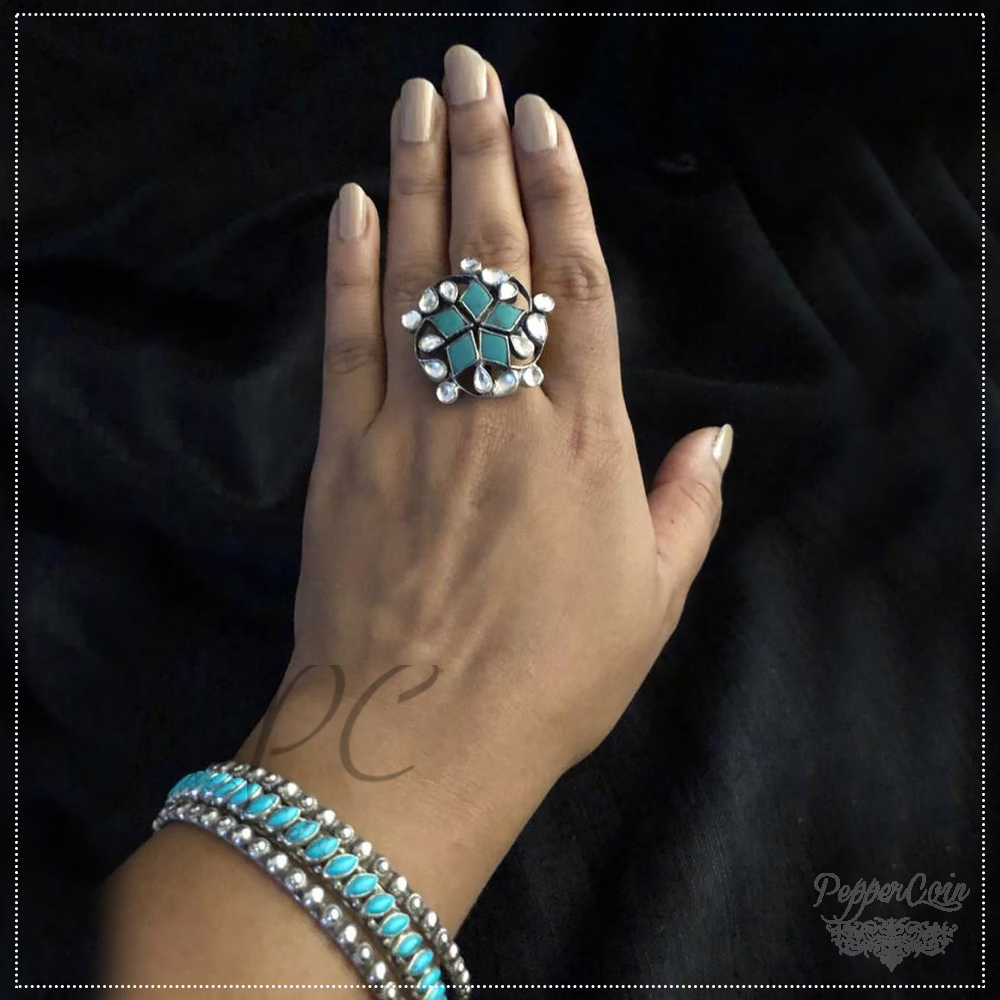 Turquoise Finger Ring - Image 2